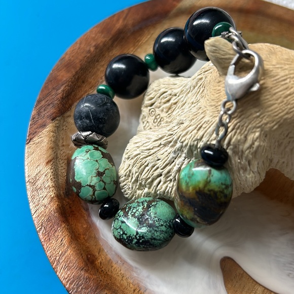 🖤Vtg Turquoise Sterling Silver bracelet - Picture 2 of 14